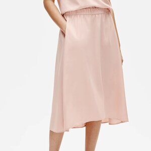 Eileen Fisher Sandwashed Tencel A-Line Skirt Womens M Powder Workwear Career NWT